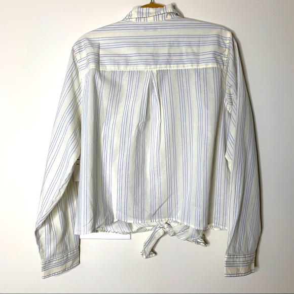 NWT Madewell Blue & Cream Tie Waist Shirt 2XL - Picture 6 of 6